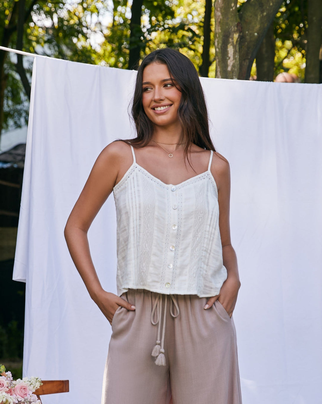 Jasmine White Cami Top