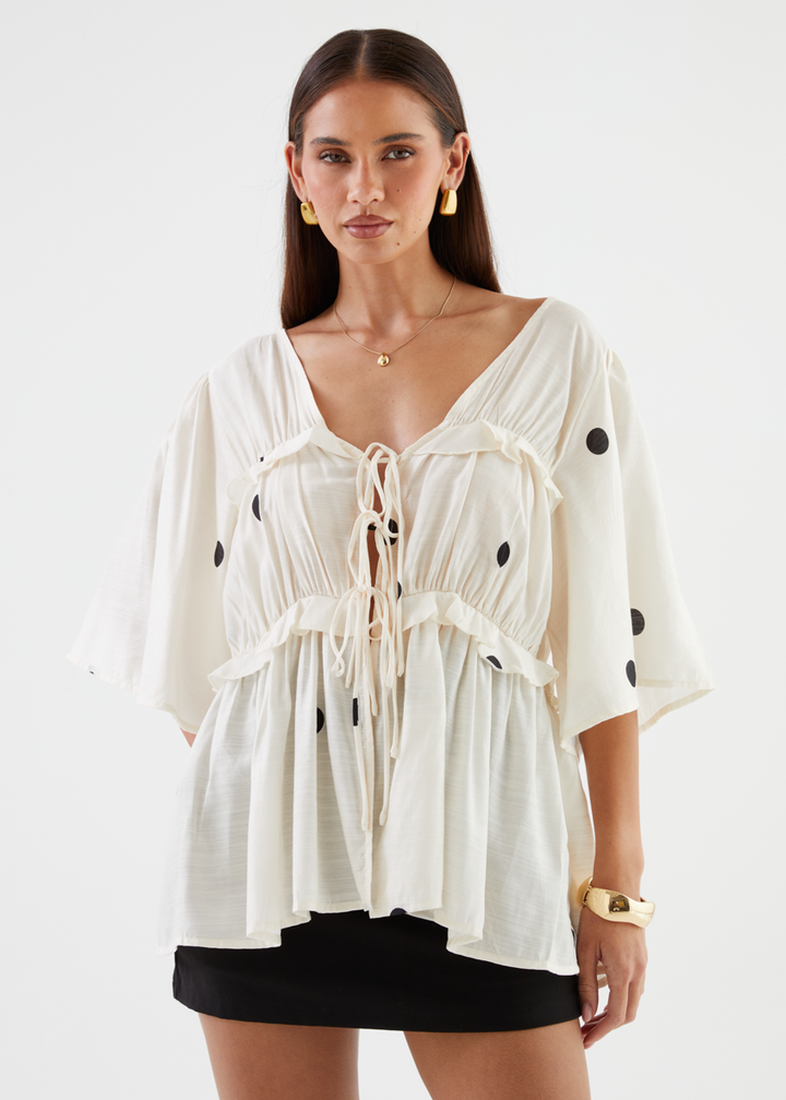 Imelda Blouse - Ivory Polka
