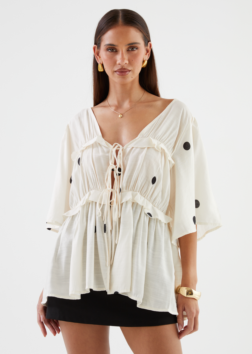 Imelda Blouse - Ivory Polka