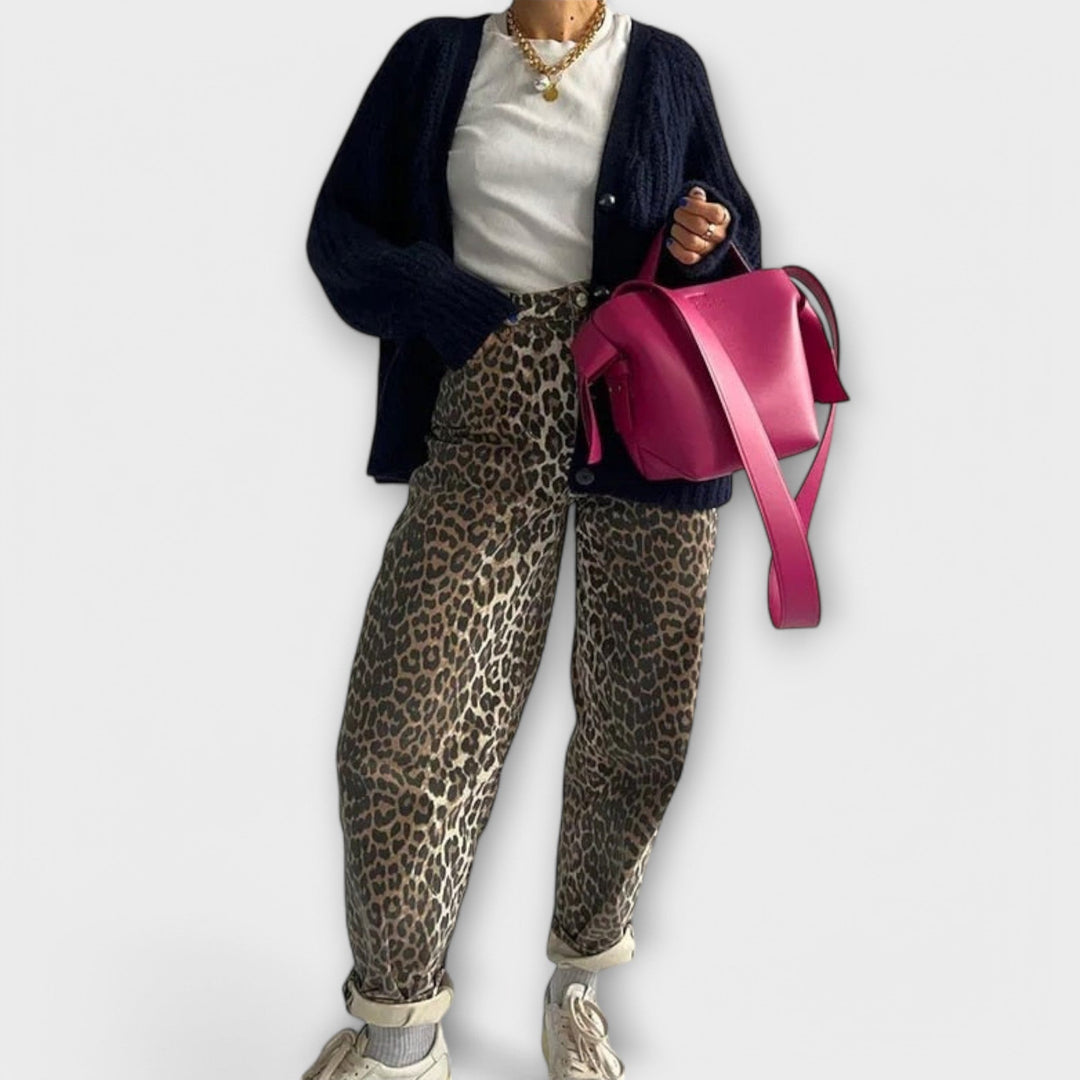 Vintage Jeans with Leopard Print