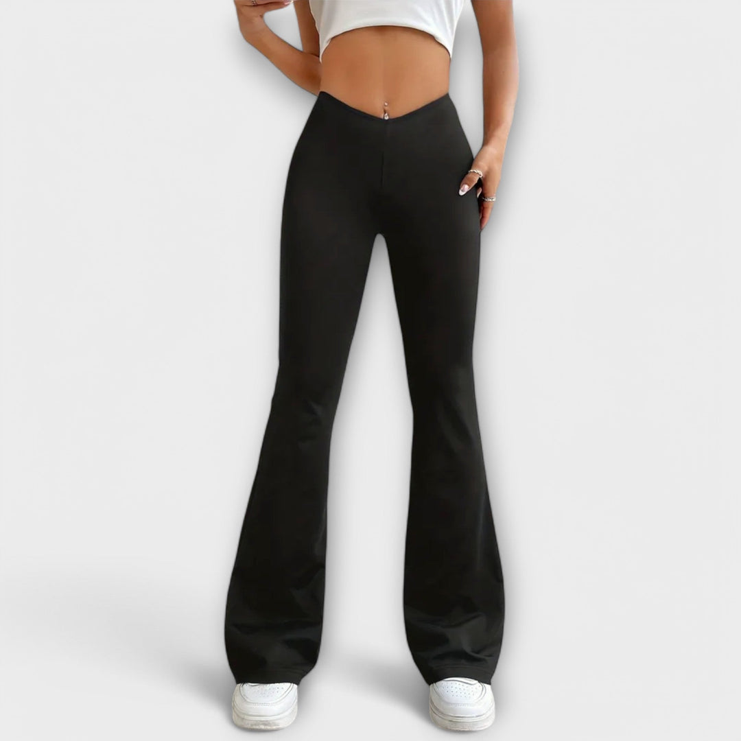 Loose trousers with flared legs